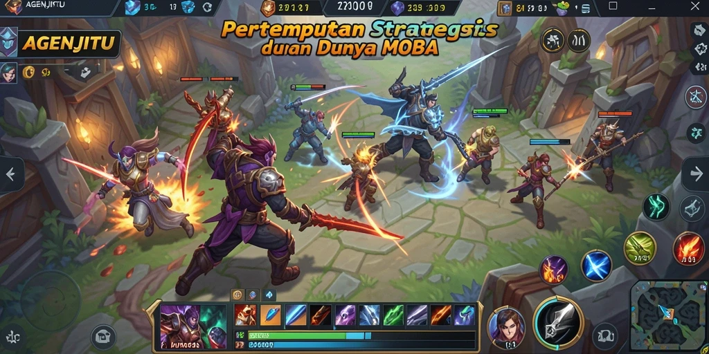 Screenshot AGENJITU menunjukkan aksi seru dalam pertempuran MOBA.