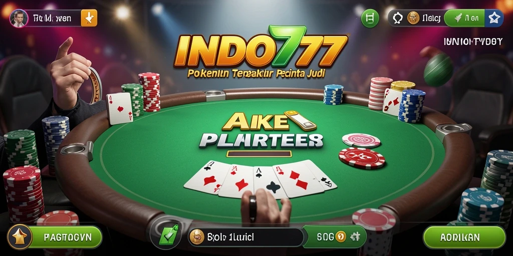 Tampilan gameplay seru di INDO777 dengan suasana Poker yang nyata.