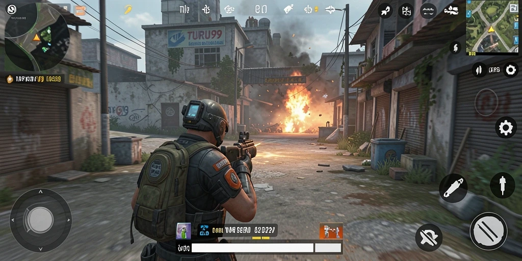 Tangkapan layar menunjukkan aksi seru dalam game TPS TURU99.