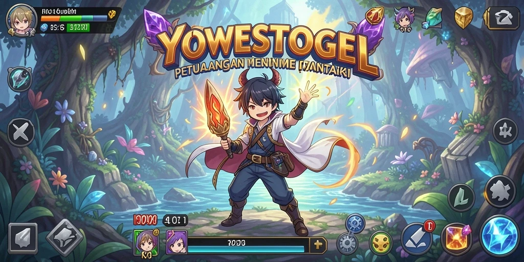 Tampilan gameplay YOWESTOGEL dengan karakter Anime yang colorful.